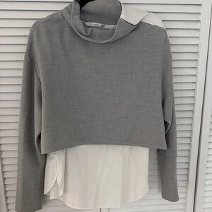 Zara Gray and White Women's Sweater